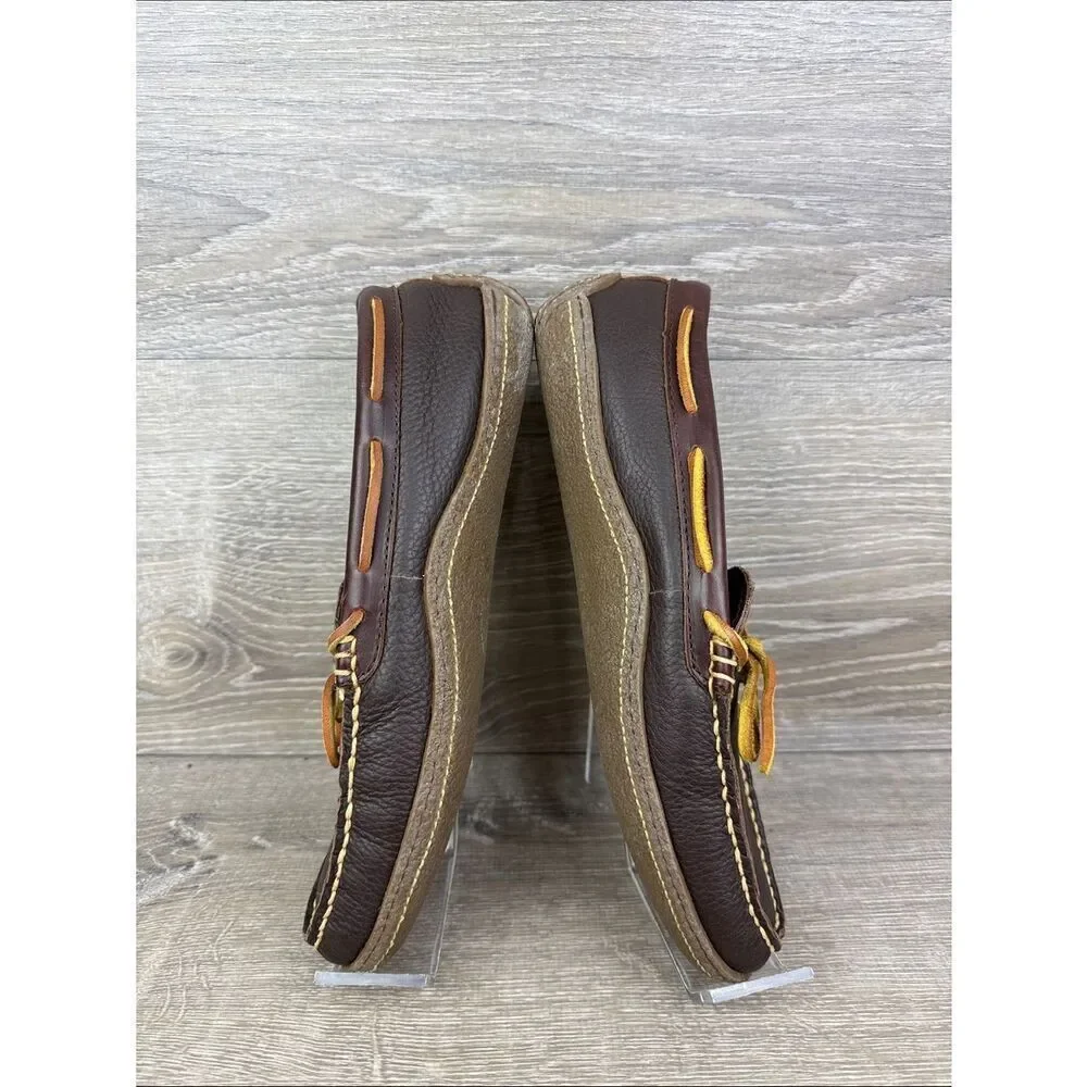 L.L. Bean Hand-Sewn Flannel Lined Men's Sz 9M Brown Slip On Moccasin Loafers